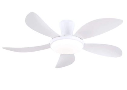 48 in. Indoor/Outdoor Modern White Ceiling Fan with Dimmable 3 Color LED Light and Remote/APP Control